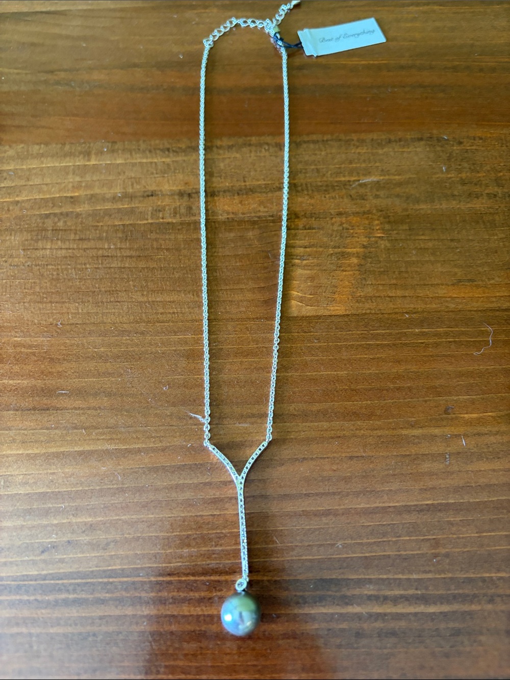 Silver Y-Style Necklace with Gray Pearl Pendant